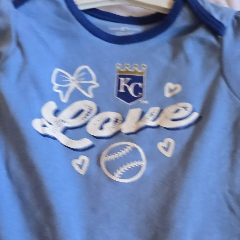 MLB Kansas City Three-Pack Baby Girls' Blue & White Love Bodysuits